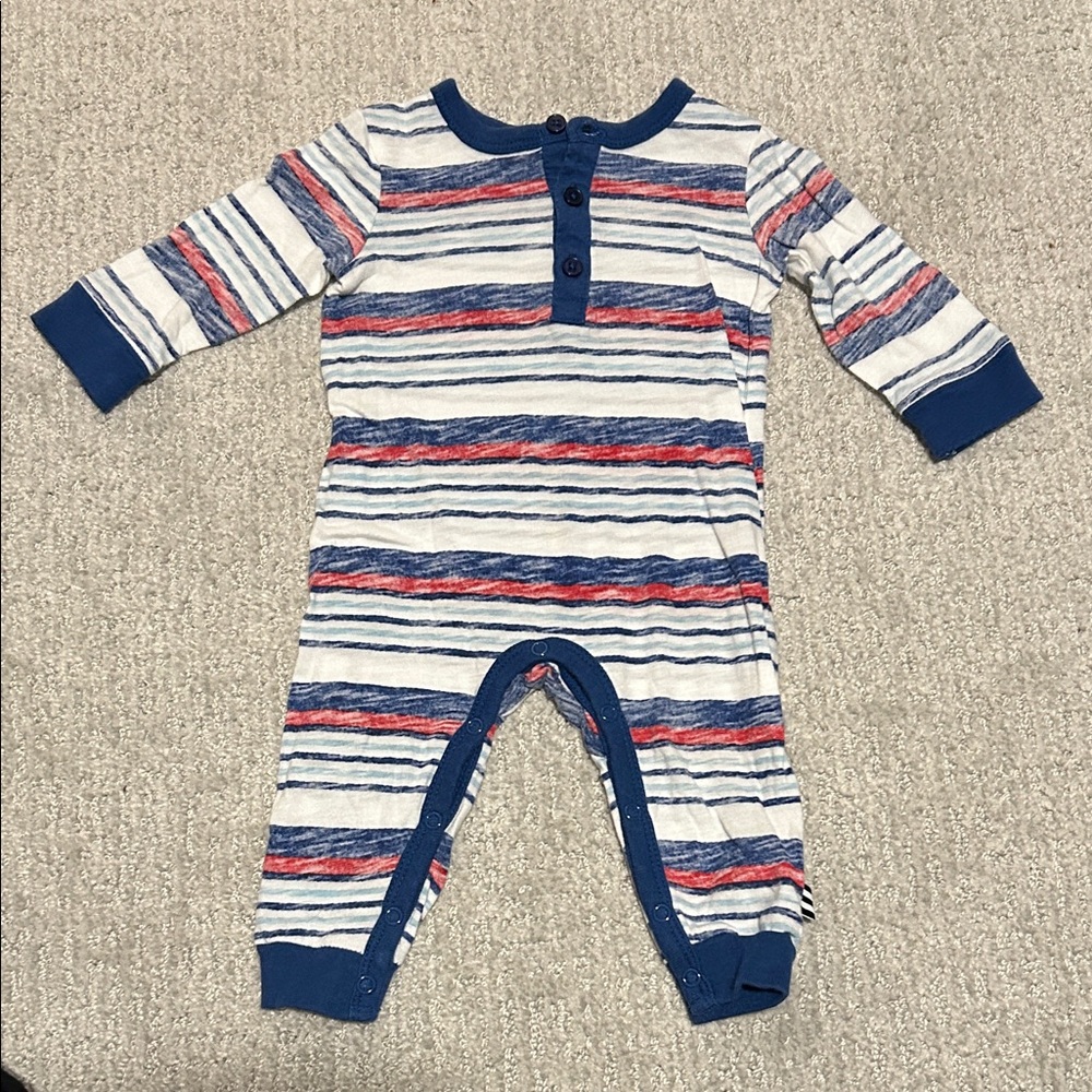 Striped Blue and Red Baby One Piece